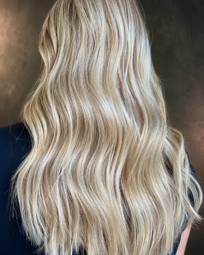 Beachy blonde waves viewed from behind